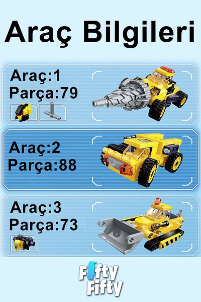 Vagonlife Qman Keeppley 6 in 1 Engineering Mecha - Contains 6 Different Vehicles - Toy Construction Set1417