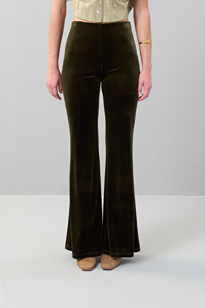 Roman Kadife İspanyol Paça Pantolon Olive K2512059_027