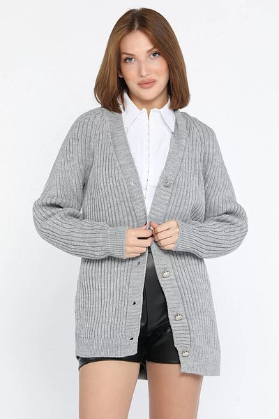 GÜLSELİ Gray Knitted Women's Knitwear Cardigan