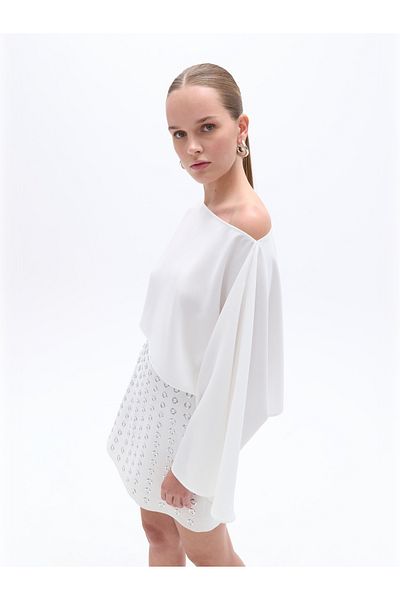 Nocturne Boat Neck Detailed Blouse