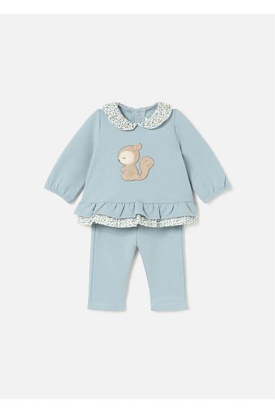 MAYORAL Blue Baby Girl Sweatshirt and Trousers Set - Frilly 2507