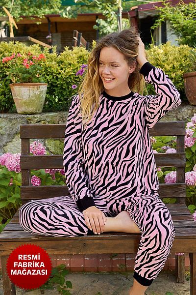 Aydoğan Women's Lilac Velvet Pajamas Set - Crew Neck, Long Sleeve B4-1 - 25016 - Aydogan ®