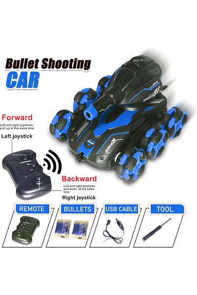 FUNFY EL2003 Racing Bullet Shooting Stunt RC Toy Car,WD,2 Packs|6 Wheels,45° Drive|For Kids,Adults