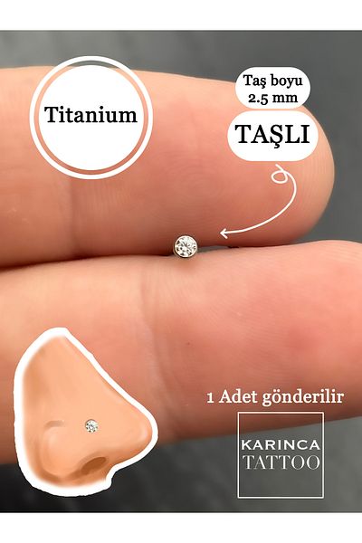 Karınca Piercing Titanium Piercing - Nostril Piercing with Stone Detail