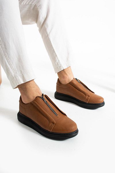 L.A Polo 355 Tan Color Black Sole Laceless Casual Men's Sports Shoes