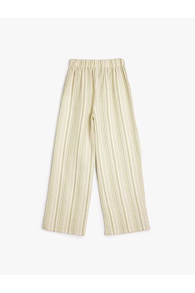 Koton Baumwollhose mit weitem Bein – elastische Taille und Taschen
