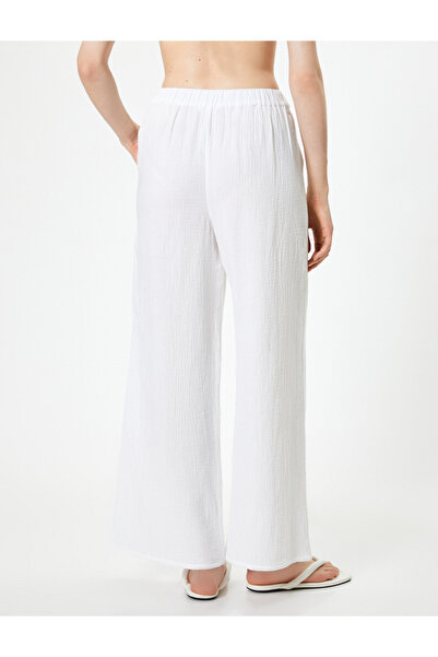 Koton Strukturierte Hose mit weitem Bein und Taschen – Taillenband