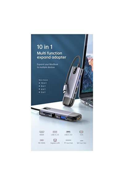 Mcdodo Hu-7420 10in1 Type-c Gigabit Lan Hdmı Macbook Vga Çoklayıcı Adaptör