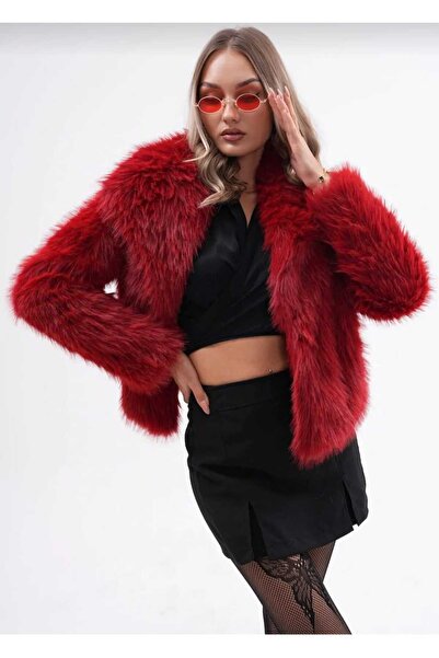 Kısmetin Butiği Kadın Şal Yaka Tasarım Kırmızı Renk Mont New Collection A Kal...