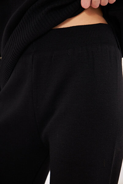 armonika Women's Black Zero Collar Stone Detailed Knitwear Double Suit Arm-25K 012008