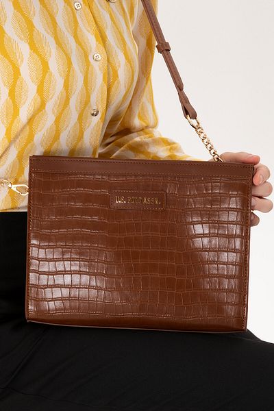 U.S. Polo Assn. Women's Tan Croco Crossbody Bag 50300271 -Vr099