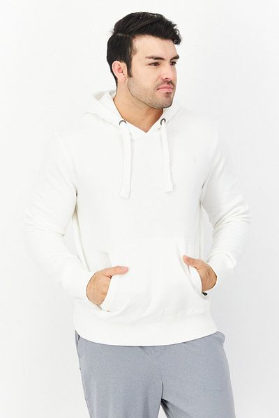 French Connection Men Hooded Plain Long Sleeves Sweatshirt, White