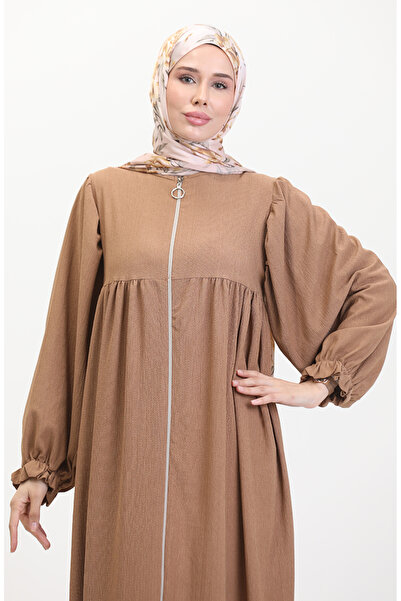 sefamerve Robadan Büzgülü Ferace 1052-05 Sütlü kahve