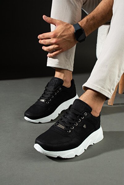 L.A Polo High Sole Comfortable Black and White Men's Casual Sneakers
