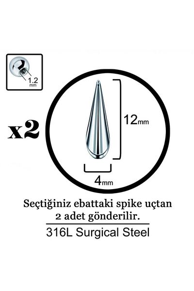 Karınca Piercing Spike Piercing Tip Surgical Steel Piercing Ball (2 Pcs)