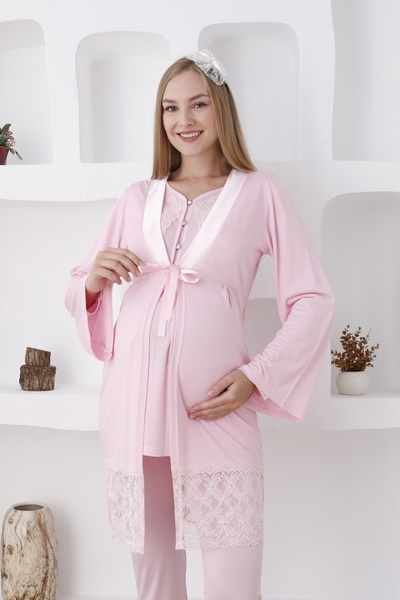 Starpink Set pijamale și rochie de maternitate/maternitate cu nasturi / Sezonul de toamnă și iarnă