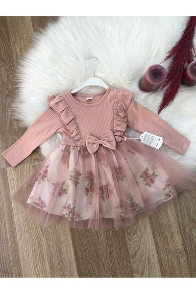 Retro Women Rochie de seara pentru fete cu tutu cu flori de trandafir uscat - Cadou de aniversare, rochie casual Printesa eleganta