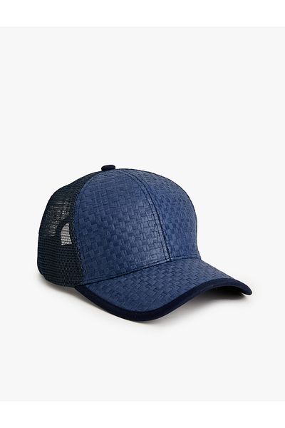 Koton Straw Look Cap Hat - Mesh Detailed
