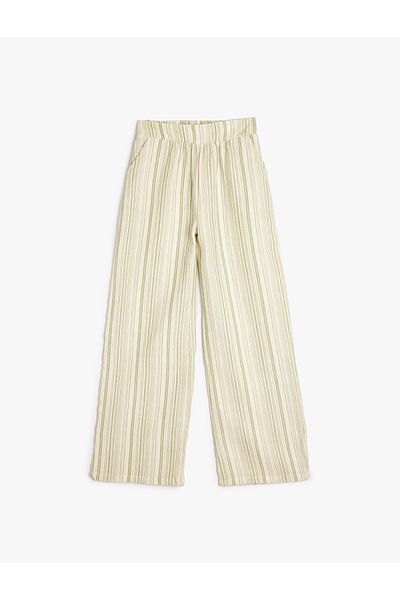 Koton Baumwollhose mit weitem Bein – elastische Taille und Taschen