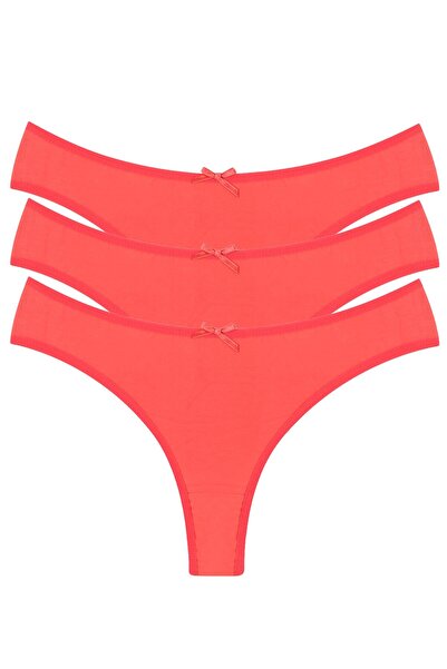 Akbeniz Chiloți tanga din bumbac Mdsrdm 3 piese Floare de rodie