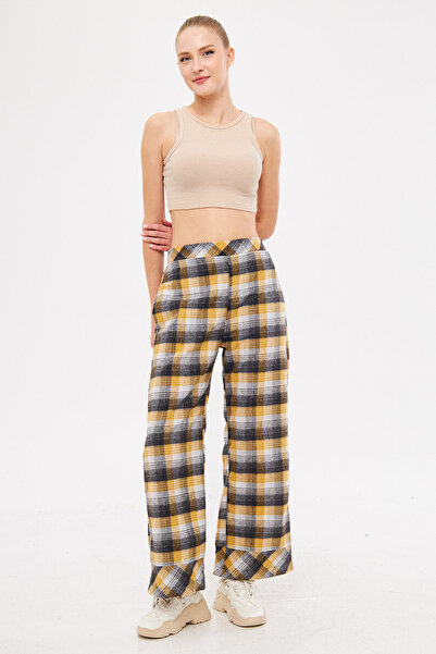 armonika Κίτρινο παντελόνι Palazzo - Ελαστική μέση, λεπτομερείς τσέπες, ARM-2...