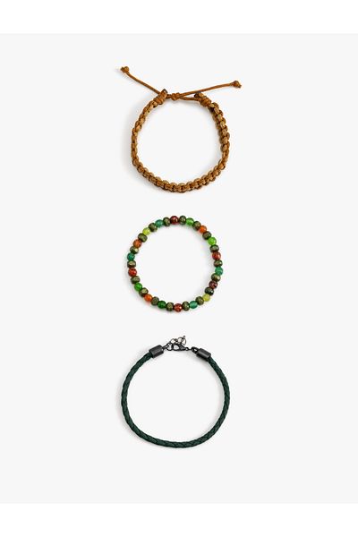Koton 3-Piece Bracelet Set - Wooden Bead and Multicolor