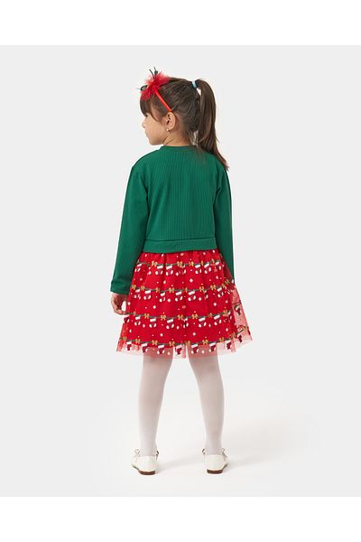 Minipodyum Girl's Bow Detailed Crowned New Year Dress
