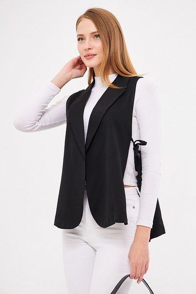 armonika Дамска черна мъжка жилетка със странична яка и ръка-25K 001007