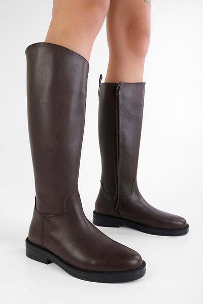 Shoeberry Damen-Stiefel aus braunem Topas-Leder mit Reißverschluss