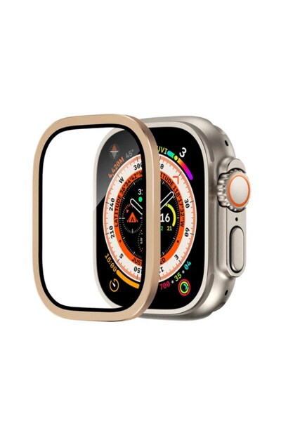 Techmaster Apple Watch Ultra Apple Watch Ultra 2 49mm Uyumlu Metal Çerçeveli Ekran Koruyucu