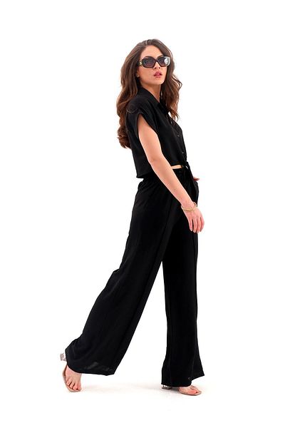 VAPUR TEKSTİL Black Aerobin Double Set - Front Tie