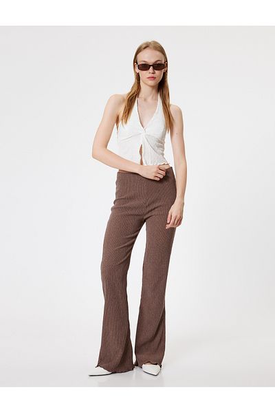 Koton High Waist Slim Fit Spanish Leg Leggings Trousers - Burümcük