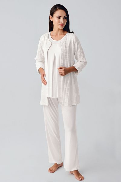 Artış Ecru Maternity Dressing Gown Pajama Set