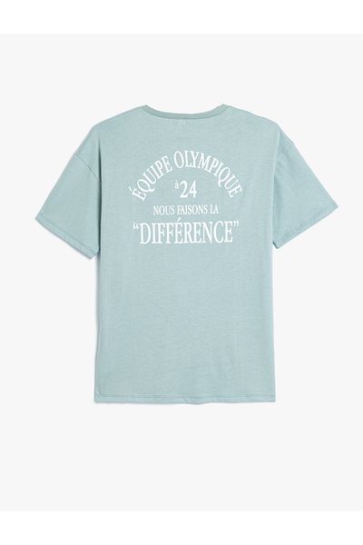Koton Tricou cu mânecă scurtă din bumbac - Gât crew, slogan imprimat