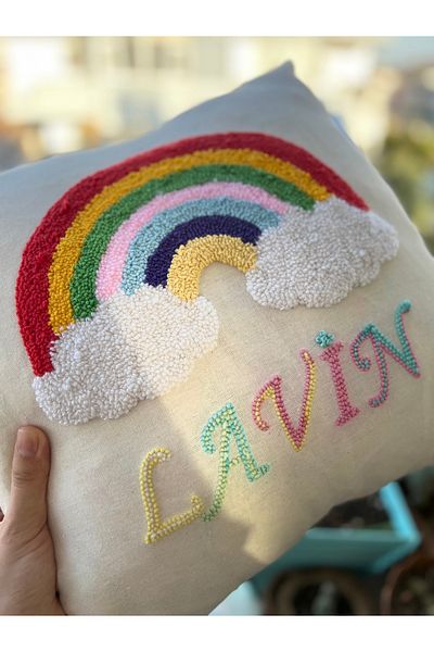 Fiesta Rainbow Throw Pillow Case with Name