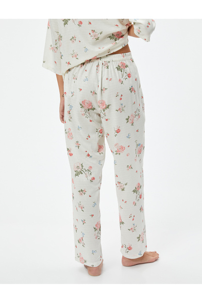 Koton Pyžamové nohavičky s kvetinovým vzorom s vreckami a elastickým pásom
