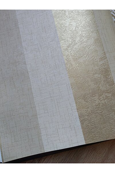 KMS HOME Gold Krem Bej Işıltılı Hafif Kabartmalı Silinebilir Duvar Kağıdı 5M² (En: 53 cm Boy: 10 metredir)