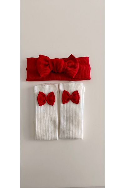 nisbutik aksesuar Ribbon Set Socks Set, Bandana Socks Set, Baby Gift Bandana Socks, Fancy Socks
