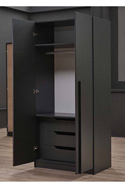 Tutku Yatak Corner Köşe İki Kapaklı 3 Çekmeceli Raflı Zincir Dolap / Gardrop / Yüklük
