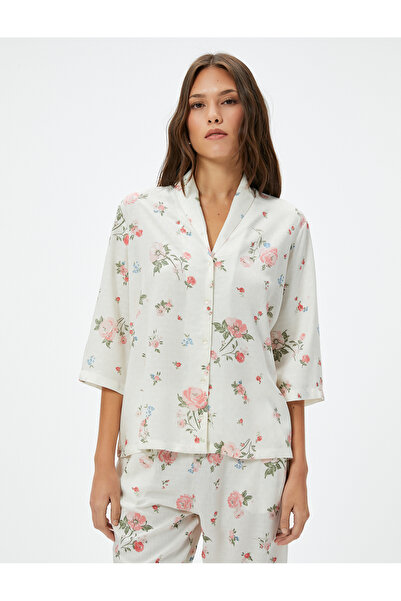 Koton Half Sleeve Floral Patterned Pajama Top