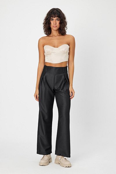 ALEXANDERGARDI Pantaloni Palazzo cu talie înaltă cu fermoar și corset (B24-372 00)