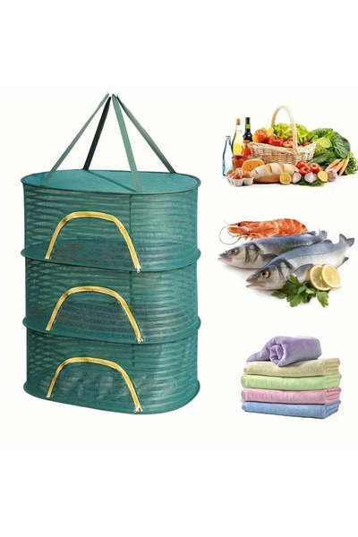 SYNOPE 3 Katlı Raflı Bölmeli Açık Havada Güneşte Meyve Sebze Bitki Balık Et K...