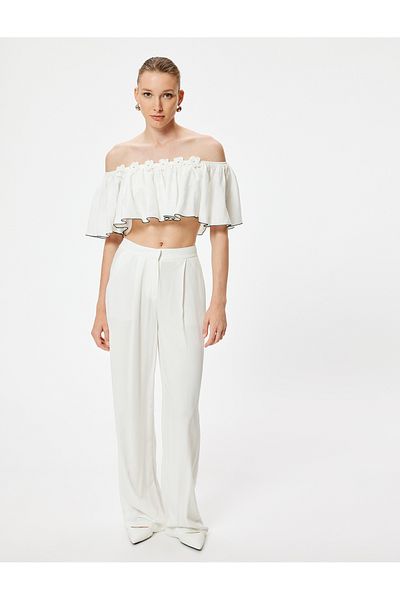 Koton Schulterfreies Bustier mit Rüschen und Blumenmuster