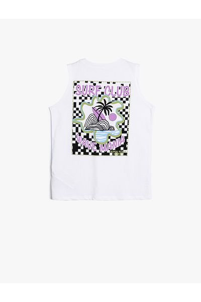 Koton Ärmelloses Tanktop mit Rundhalsausschnitt und Palmenmuster