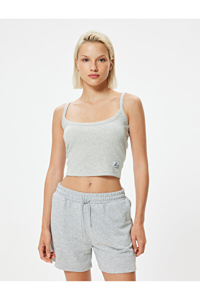 Koton Askılı Crop Atlet Fitilli Rahat Kalıp Etiket Detaylı