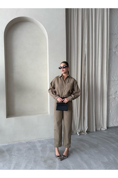 Laluvia Khaki Merlin öves ing nadrág szett