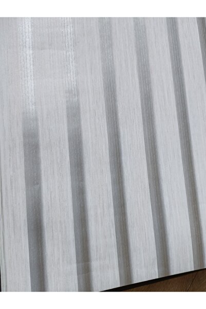 KMS HOME Gümüş Beyaz Parlak Çıta Desenli Hafif Kabartmalı Silinebilir 3D Duvar Kağıdı (5 M²)