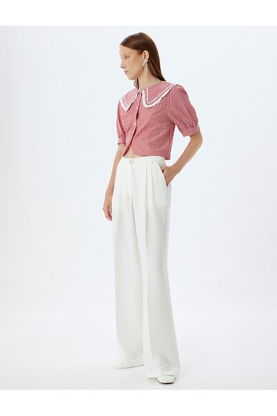 Koton Palazzo Viscose Trousers - Pleat Detail and Pocket
