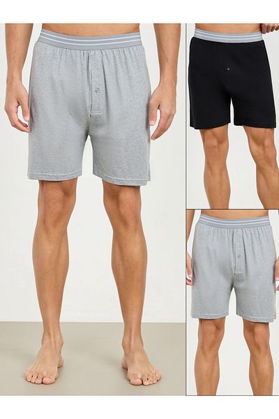 Styli Pack of 2 - Striped Elasticated Waistband Knitted Boxer