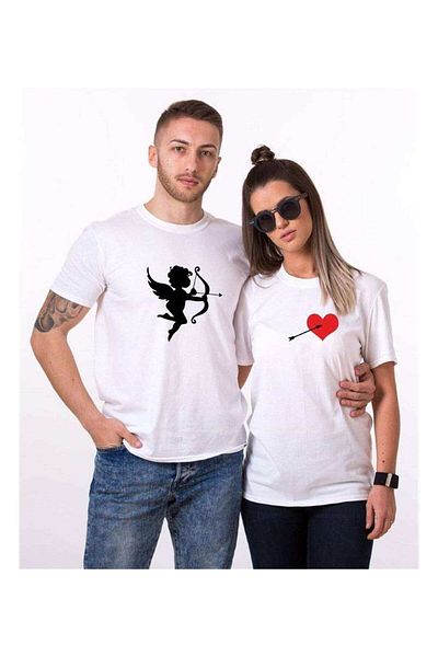 Tshirthane Cupid Heart Lover Combinations T-shirt Couple Combination